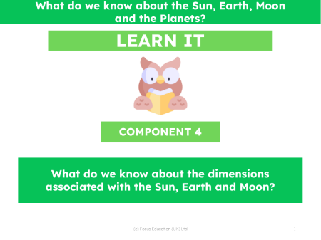 What do we know about the dimensions associated with the Sun, Earth and Moon? - Presentation