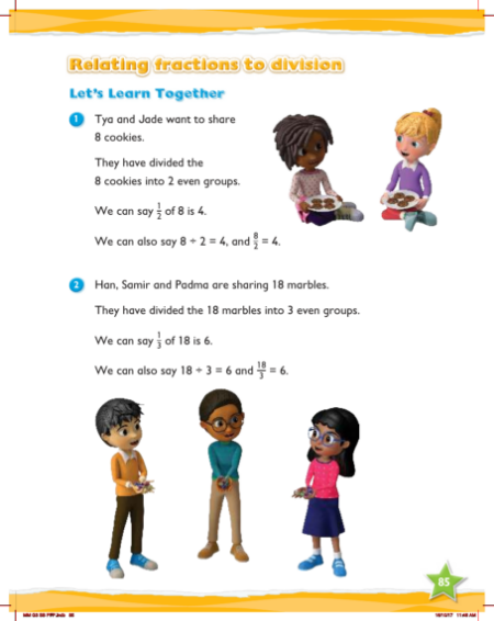 Learn together, Relating fractions to division