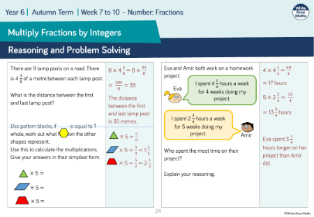 Multiply fractions by integers: Reasoning and Problem Solving