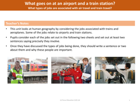 What types of jobs are there associated with air travel and train travel? - Teacher notes