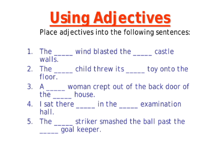 Adjective Worksheet