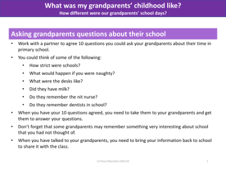 Asking grandparents questions about their school