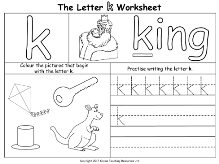 The Letter K - Worksheet