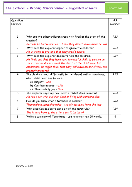 4. Reading Comprehension suggested answers