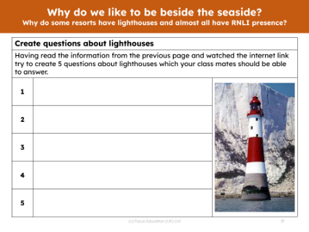 Create 5 questions about lighthouses