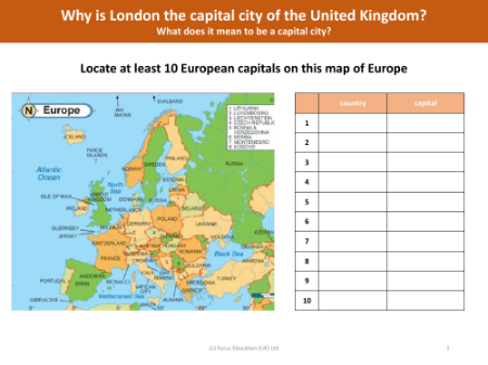 Locate on a map - European capital cities