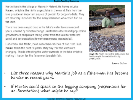 Climate Change - Unit 3 - Martin in Msaka Worksheet