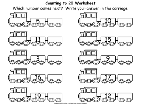 The 20 Train - Counting to 20 - Worksheet