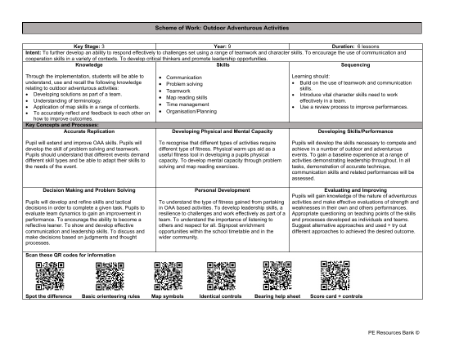 Medium Term Plan - Outdoor and Adventurous Activities - Year 9