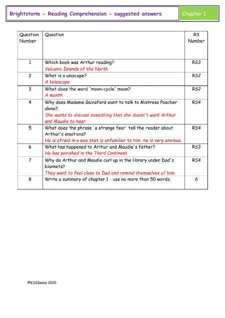 6. Reading Comprehension suggested answers