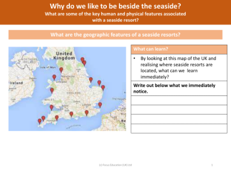 Geographical features of seaside resorts - Worksheet