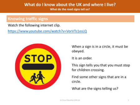 Road signs - Worksheet