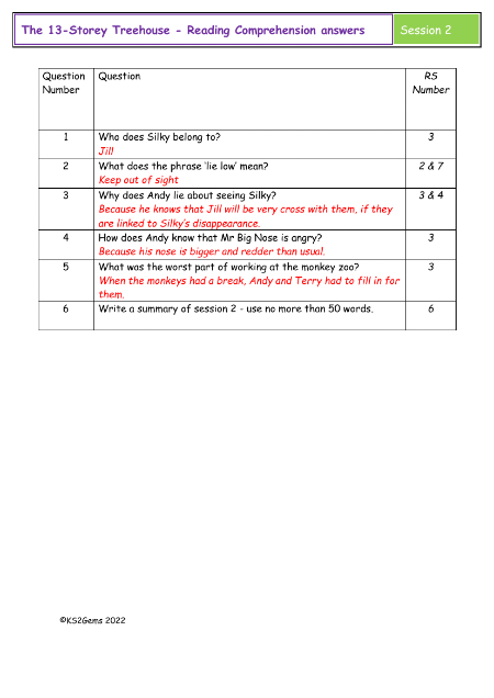 4. Reading Comprehension answers