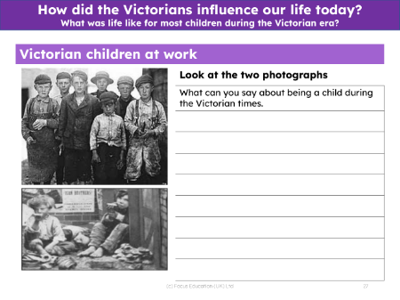 Victorian children at work - Worksheet