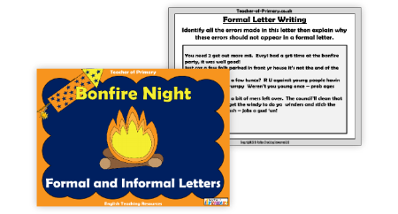 Bonfire Night Non Fiction - Lesson 5 - Formal and Informal Letters