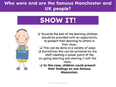Show it! Group presentation - Famous People from Manchester - Kindergarten