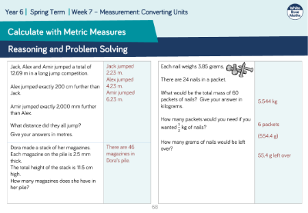 Calculate with Metric Measures: Reasoning and Problem Solving