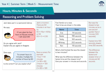 Hours, Minutes &amp; Seconds: Reasoning and Problem Solving