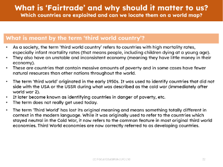 Third world countries - Info sheet