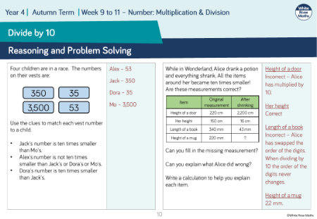 Divide by 10: Reasoning and Problem Solving
