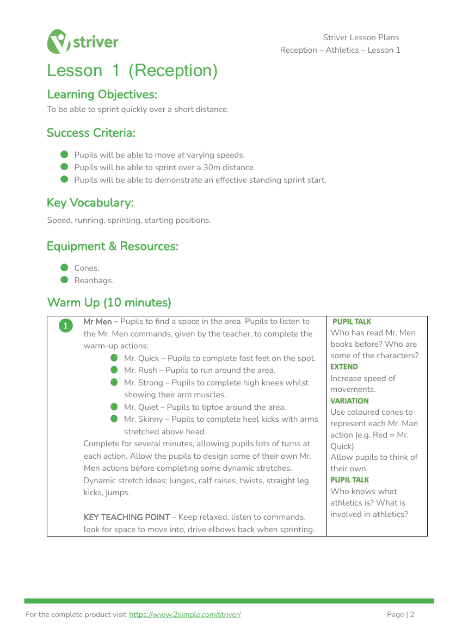Athletics - Lesson 1