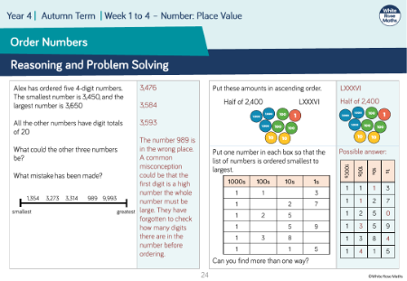 Order numbers: Reasoning and Problem Solving