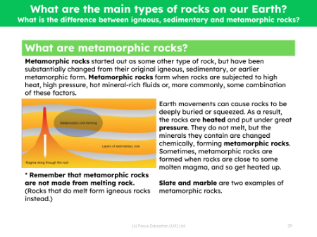 Metamorphic rocks - Info sheet