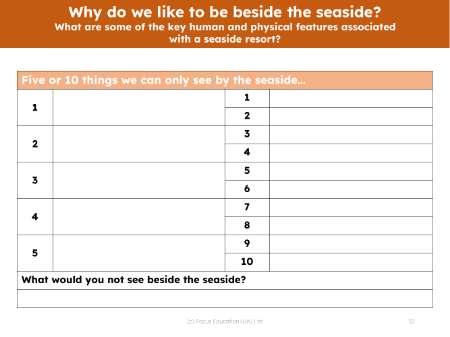 Things we can only see by the seaside - Worksheet