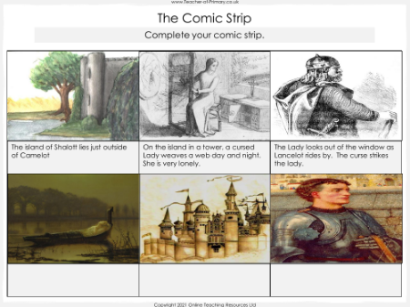 The Lady of Shalott - Lesson 6 - The Comic Strip Worksheet