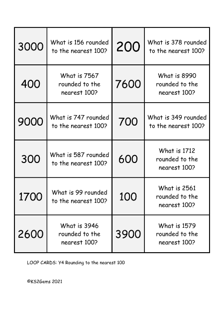 Loop Card Game - Rounding to the nearest 100