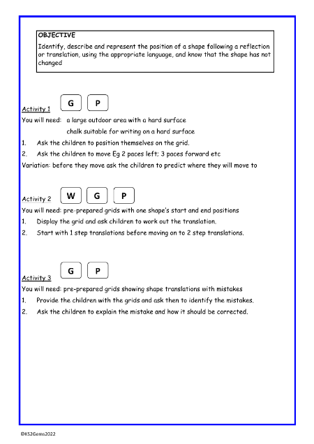 Reflections and translations worksheet
