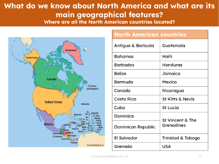 North American countries map