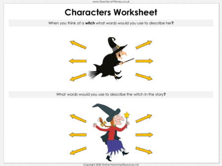 Room on the Broom - Lesson 4 - Characters Worksheet