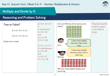 Multiply and divide by 9: Reasoning and Problem Solving