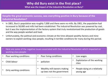 Negative issues associated with the Industrial Revolution - History of Bury - Year 3