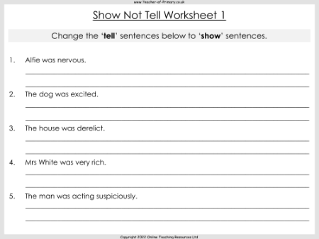 Show Not Tell - Worksheet