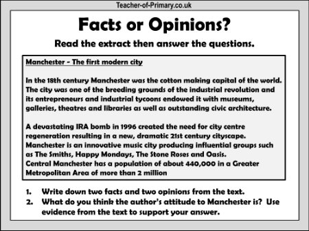 Fact and Opinion - Worksheet