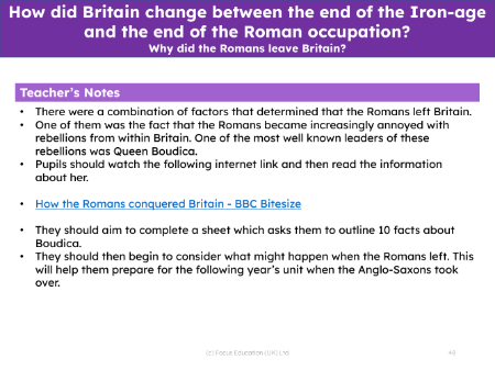 Why did the Romans leave Britain? - Teacher notes