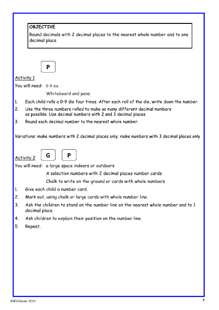 Rounding to 1dp and 2dp worksheet