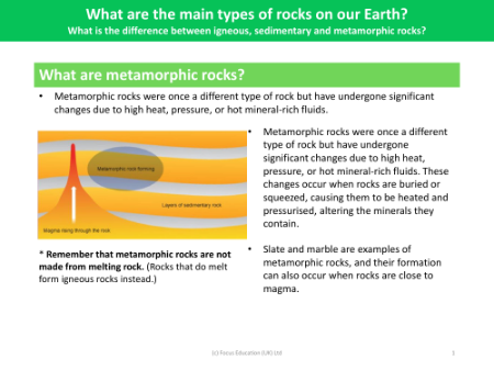 Metamorphic rocks - Info sheet