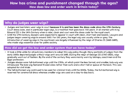 Judges and law and order - Info sheet