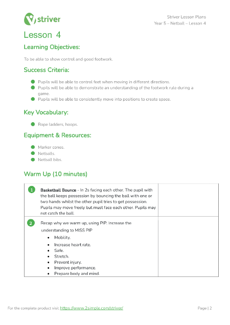 Netball - Lesson 4