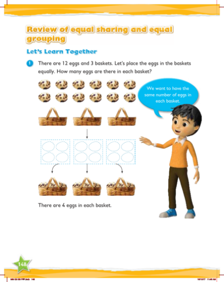 Max Maths, Year 3, Learn together, Review of equal sharing and equal grouping (1)