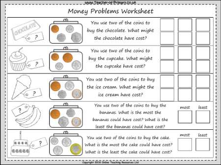 Money Problems - Worksheet