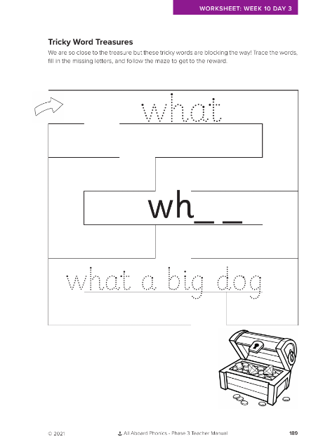 Tricky word treasures letter formation part 1 - Worksheet 