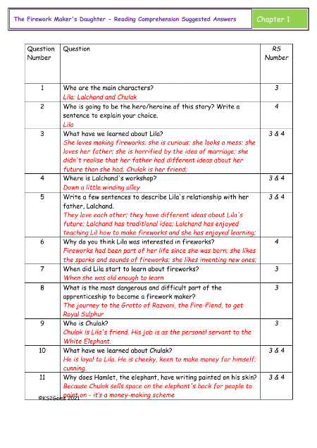 4. Reading Comprehension answers