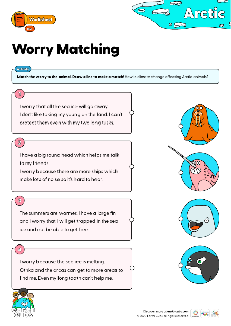 Worry matching worksheet
