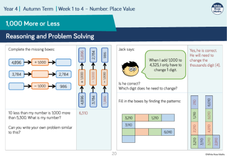 1,000 more or less: Reasoning and Problem Solving