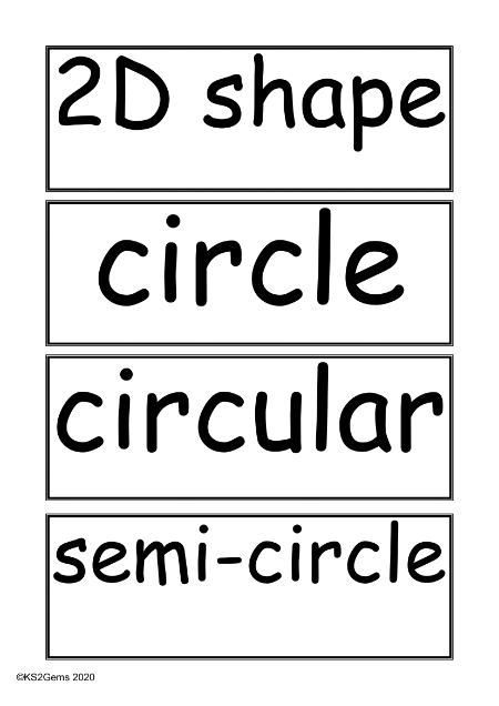 Vocabulary - Shape: 2D