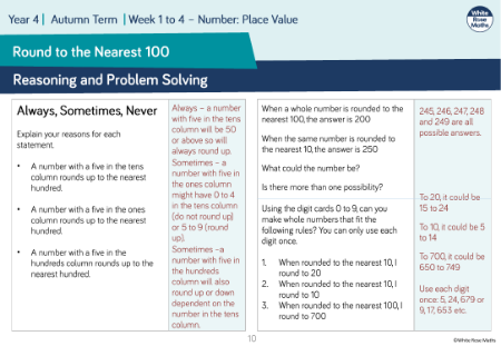 Round to the nearest 100: Reasoning and Problem Solving